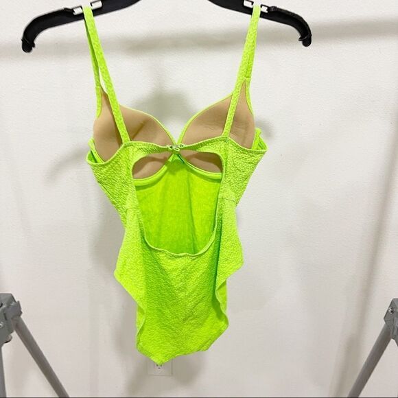 Vintage Green One Piece Swimsuit Bathing Suit 1980s - Picture 5 of 9